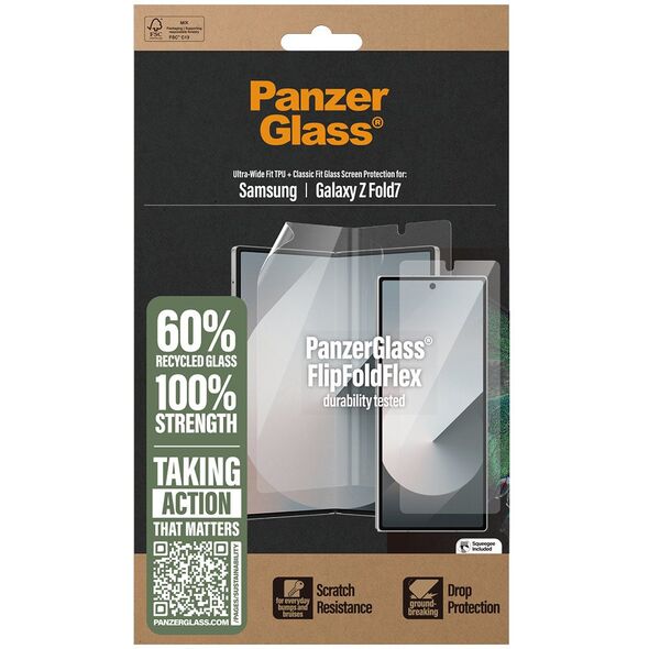 Zestaw ochronny PanzerGlass FlipFoldFlex 2w1 Szkło Classic Fit + Folia Ultra-Wide Fit TPU do Samsung Galaxy Fold7