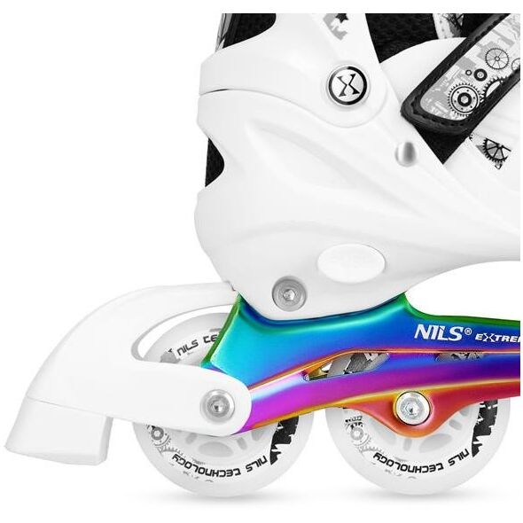 NH10905 4w1 ŁYŻWOROLKI LED BIAŁE Z WYM. PŁOZĄ HOKEJOWĄ RAINBOW ROZM. L(39-42) NILS EXTREME