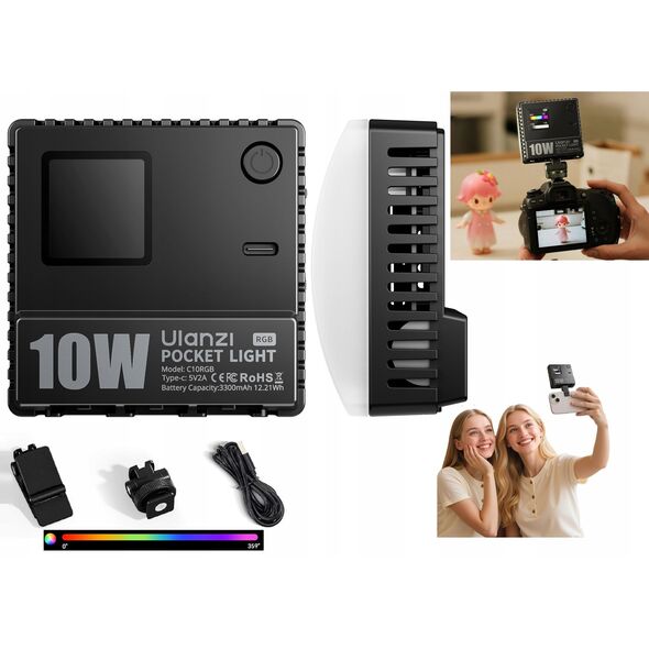 Lampa Led 10w Video 1800k-9000k Light Do Aparatu Telefonu / Ulanzi C10rgb Rgb