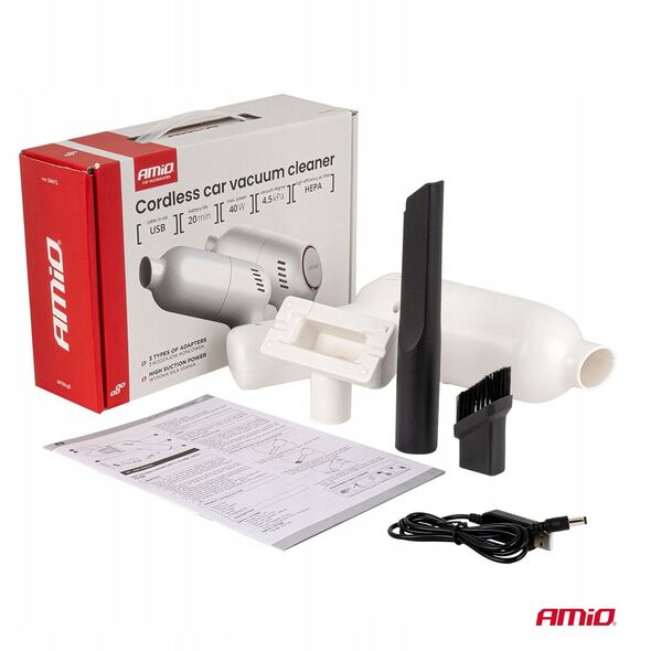 Odkurzacz samochodowy bezprzewodowy 40w 4,5kpa usb-c vc-07 hepa amio-04415