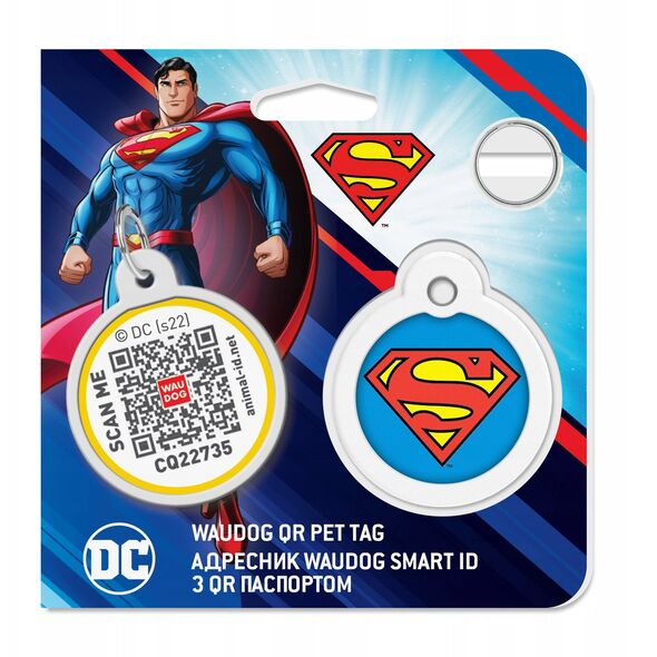 Collar WauDog Smart ID Zawieszka z QR-paszportem okrągła 3cm superman bohater