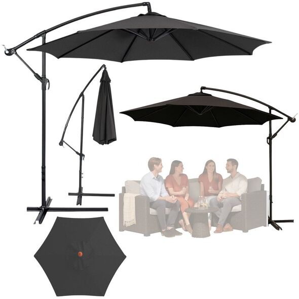 Parasol Ogrodowy Boczny Z Regulacją Pochyłu Pokrowiec 350 x 250cm Antracyt EDUKAMP