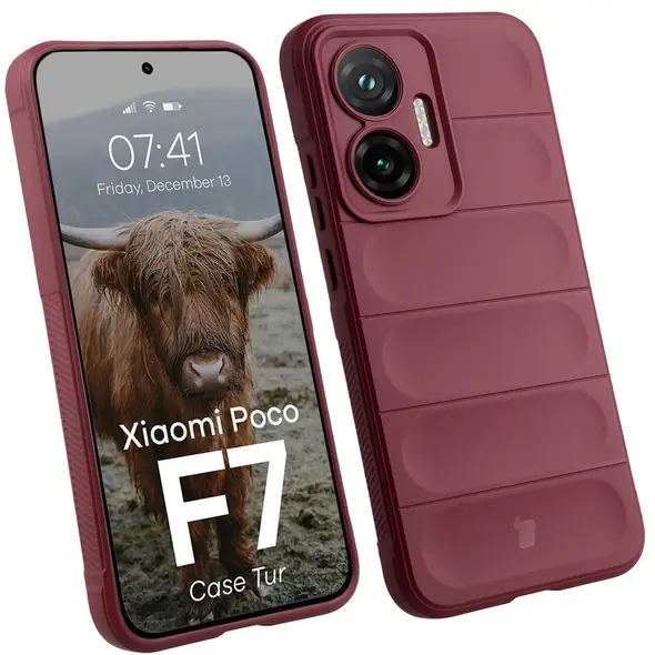 Pancerne etui Bizon Case Tur do Xiaomi POCO F7 burgundowe