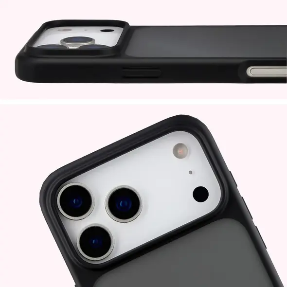 Etui Bizon Case Angelo do Apple iPhone 17 Pro Max przydymione z czarną ramką