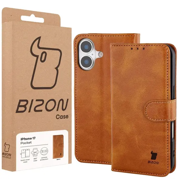 Etui z klapką Bizon Case Pocket do Apple iPhone 17 brązowe
