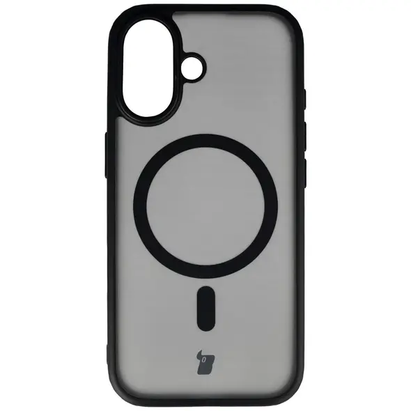 Etui z pierścieniem magnetycznym Bizon Case MatteO do Apple iPhone 17 przydymione-czarne