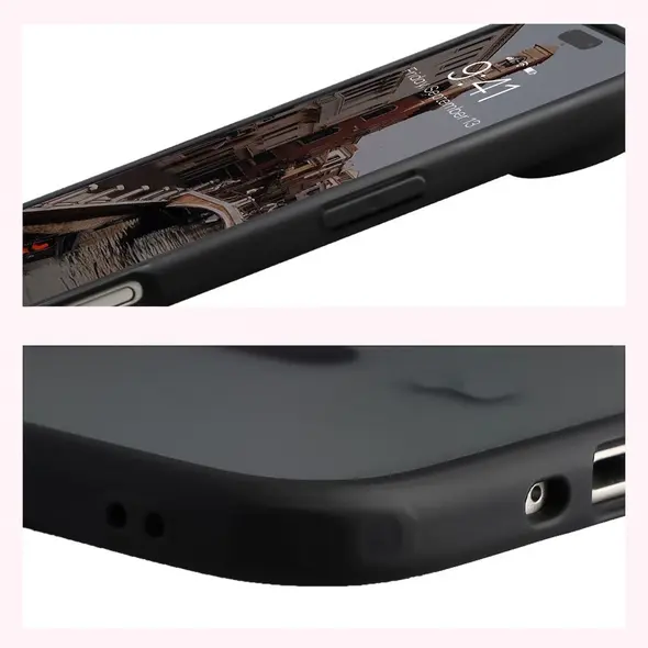 Etui z pierścieniem magnetycznym Bizon Case MatteO do Apple iPhone 17 Air przydymione-czarne