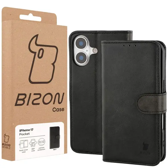 Etui z klapką Bizon Case Pocket do Apple iPhone 17 czarne
