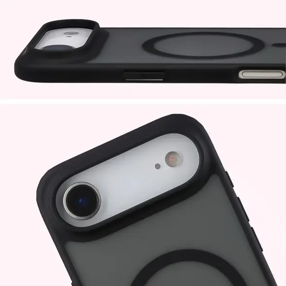Etui z pierścieniem magnetycznym Bizon Case MatteO do Apple iPhone 17 Air przydymione-czarne
