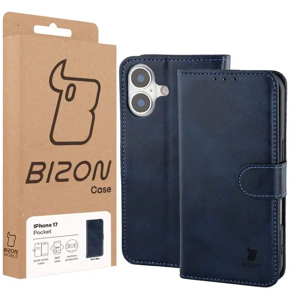 Etui z klapką Bizon Case Pocket do Apple iPhone 17 granatowe
