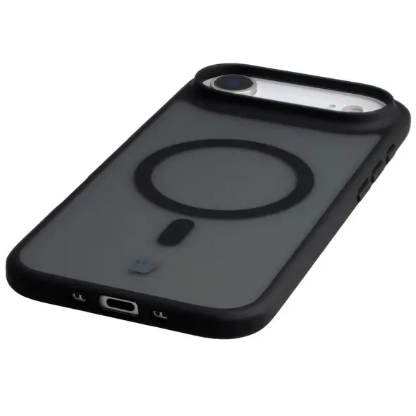 Etui z pierścieniem magnetycznym Bizon Case MatteO do Apple iPhone 17 Air przydymione-czarne