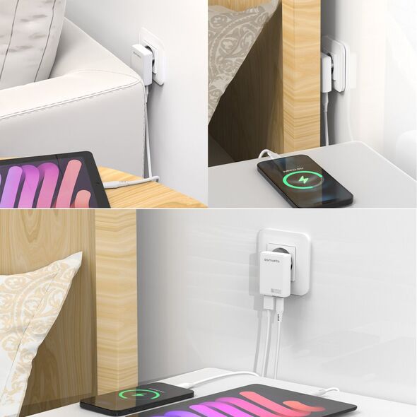 Ładowarka sieciowa 4smarts FlatPlug Duos 20W GaN USB-C + USB-A biały