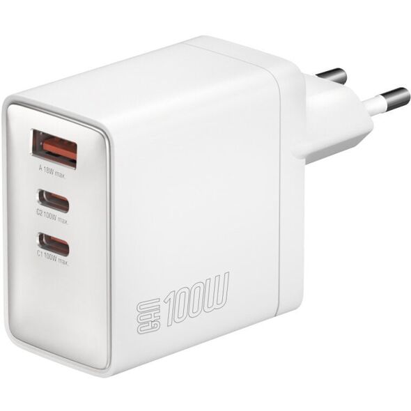 Ładowarka sieciowa 4smarts Pocket GaN 100W 2xUSB-C + USB-A biały