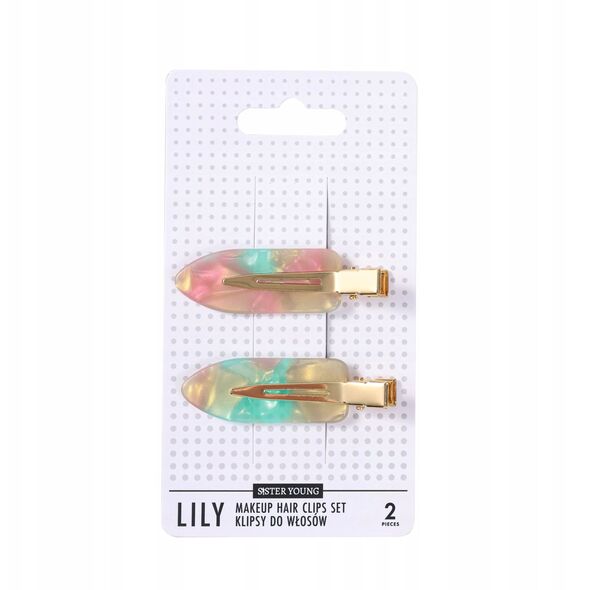 SISTER YOUNG_Lily Makeup Hair Clips Set klipsy do włosów Pink Green 2szt