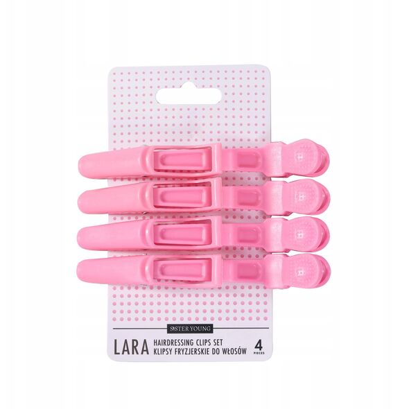 SISTER YOUNG_Lara Hairdressing Clips Set klipsy fryzierskie do włosów Pink 4szt