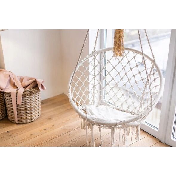 Black Forest Hammock, woven hanging chair 80x60cm ecru