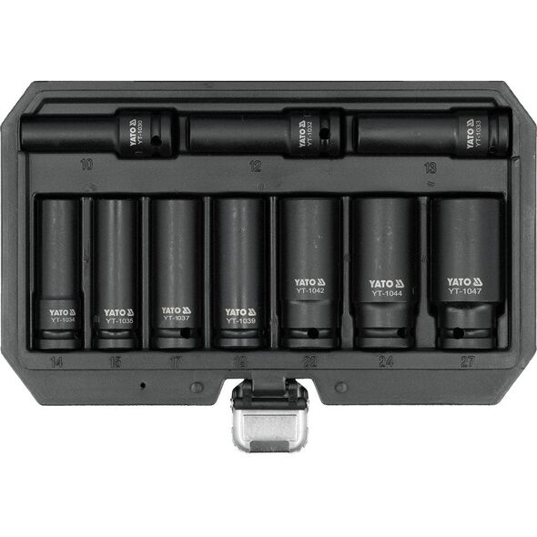 KOMPLET NASADEK UDAROWYCH 1/2'' DŁUGICH 10 SZT. 10-27MM