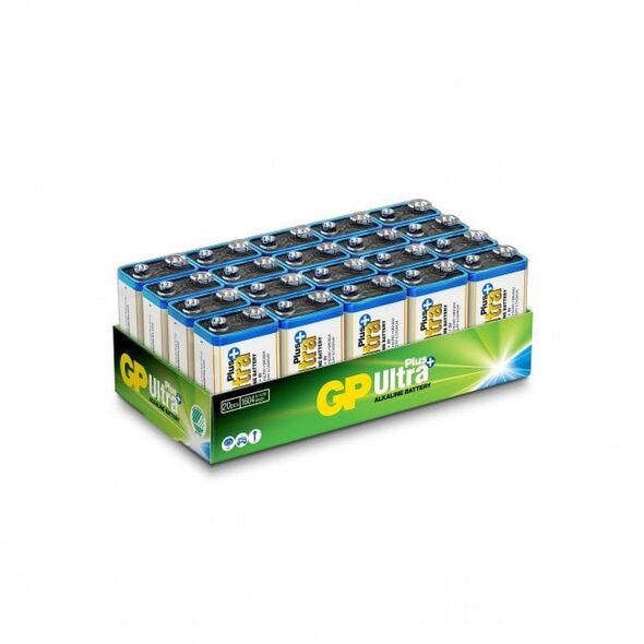 GP Batteries Ultra Plus Alkaline 1604AUP/6LF22, Engangsbatteri, 9V, Alkaline, 9 V, 20 stk.