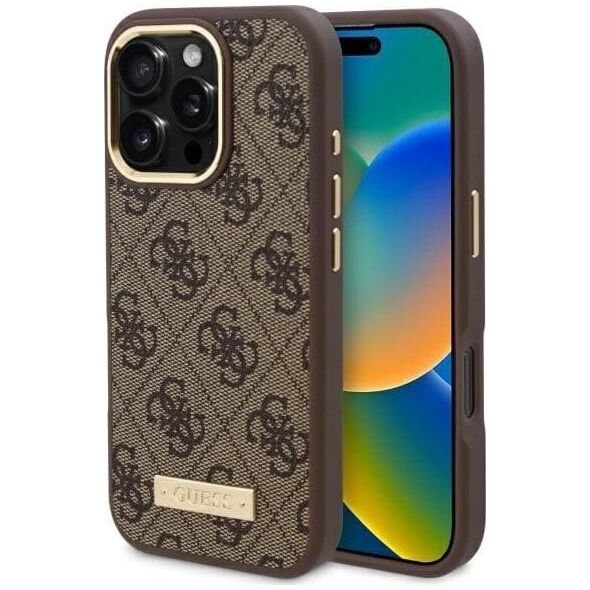 Guess Guess GUHMP16XU4GPRW iPhone 16 Pro Max 6.9" brązowy/brown hardcase 4G Logo Plate MagSafe