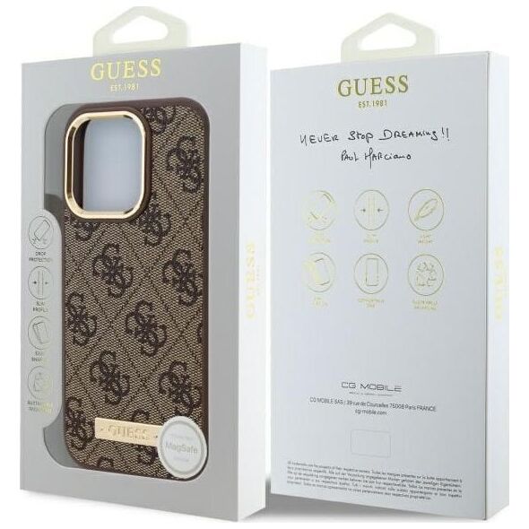 Guess Guess GUHMP16XU4GPRW iPhone 16 Pro Max 6.9" brązowy/brown hardcase 4G Logo Plate MagSafe