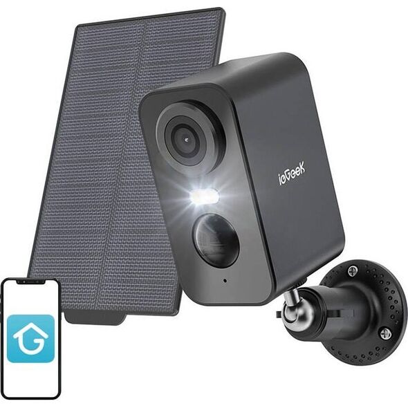 ieGeek Bezprzewodowa kamera zewnętrzna WiFi 3MP czarna z panelem solarnym