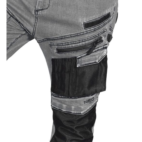 Spodnie robocze DENIM, wzmocnienia Oxford, szare, rozmiar M