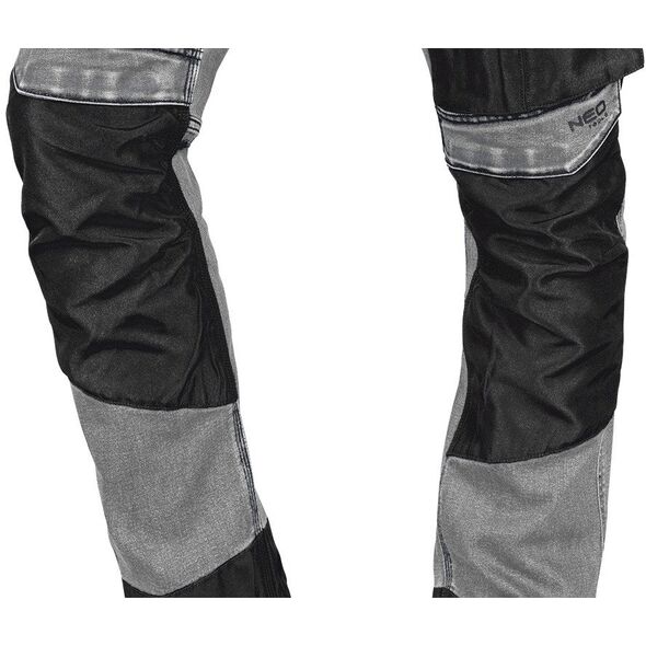 Spodnie robocze DENIM, wzmocnienia Oxford, szare, rozmiar M