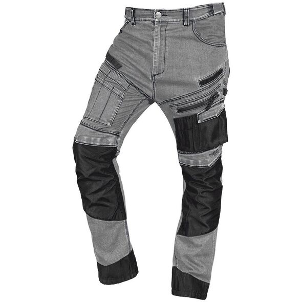 Spodnie robocze DENIM, wzmocnienia Oxford, szare, rozmiar S
