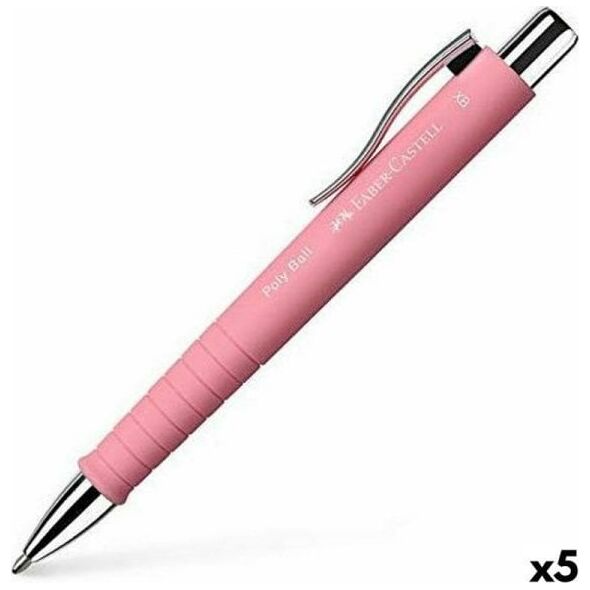 Faber-Castell Pióro Faber-Castell Poly Ball XB Różowy 5 Sztuk