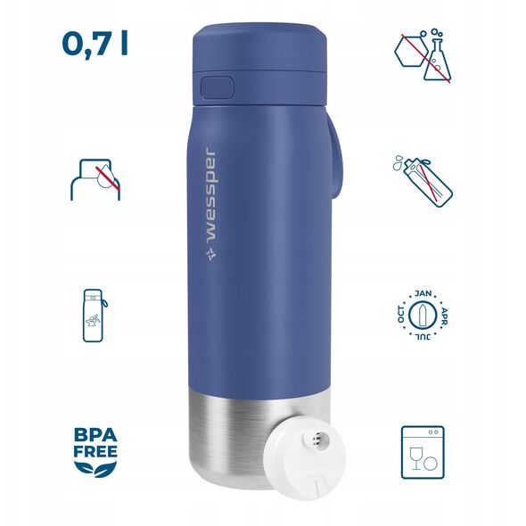 Butelka filtrująca Wessper B2 STAINLESS STEEL Actitex™ 700ml Blue (WES276-700-BL_K)