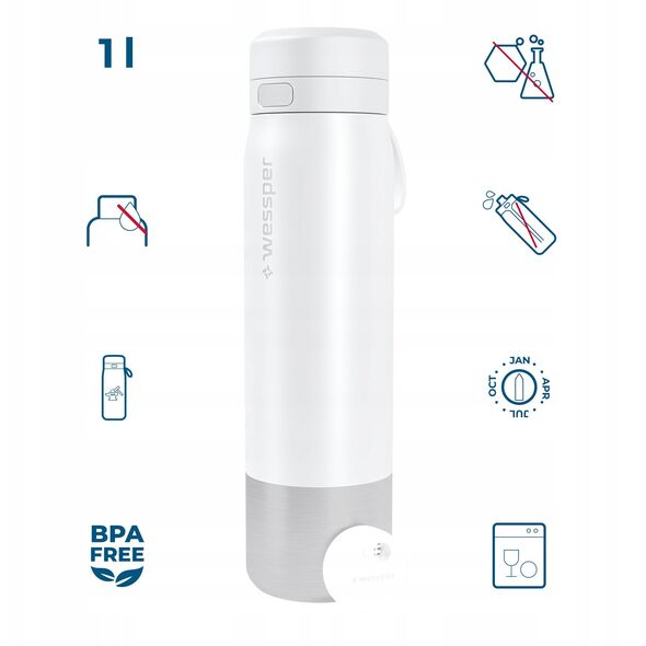 Butelka filtrująca Wessper B2 STAINLESS STEEL Actitex™ 1000ml White (WES276-1000-WH_K)