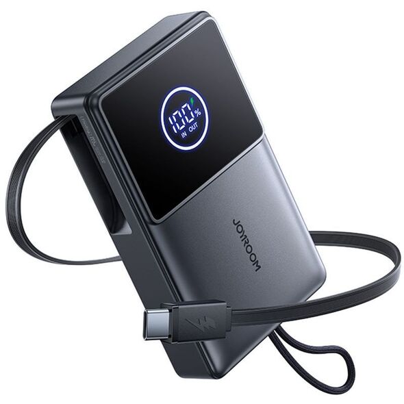 Powerbank Joyroom JR-PR1 10000mAh 22,5W z wbudowanym zwijanym kablem USB-C - czarny