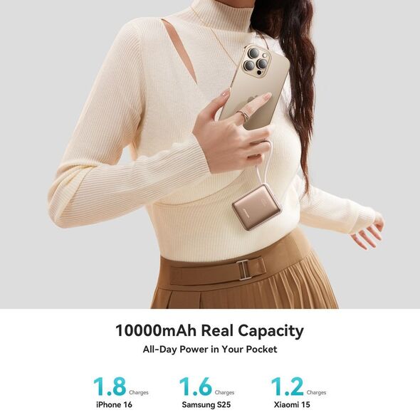 Powerbank Joyroom JR-PBF27 22,5W 10000mAh z dwoma wbudowanymi kablami - niebieski