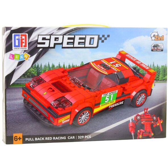 Klocki Konstrukcyjne Auto Robot 2w1 Czerwony Napęd 329 el.