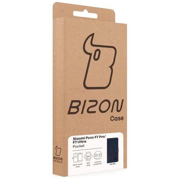 Etui z klapką Bizon Case Pocket do Xiaomi POCO F7 Pro / F7 Ultra granatowe