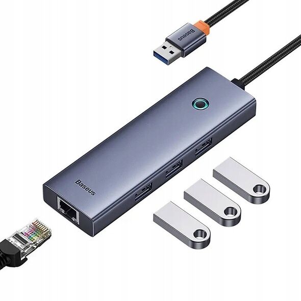 Stacja/replikator Baseus OS-Baseus UltraJoy Series 4-Port HUB Space Grey（USBA to USB3.0*3+RJ45*1）
