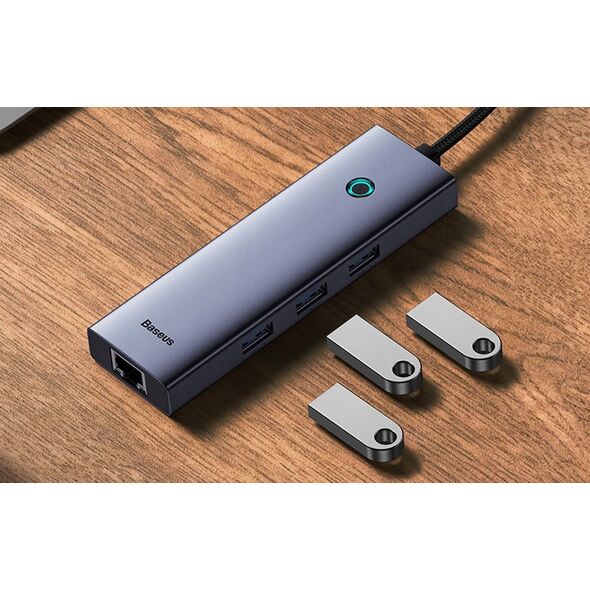 Stacja/replikator Baseus OS-Baseus UltraJoy Series 4-Port HUB Space Grey（USBA to USB3.0*3+RJ45*1）