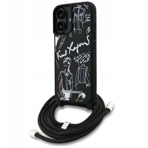 Case Karl Lagerfeld Crossbody Grained    Pattern & Logo MagSafe for iPhone 16 black