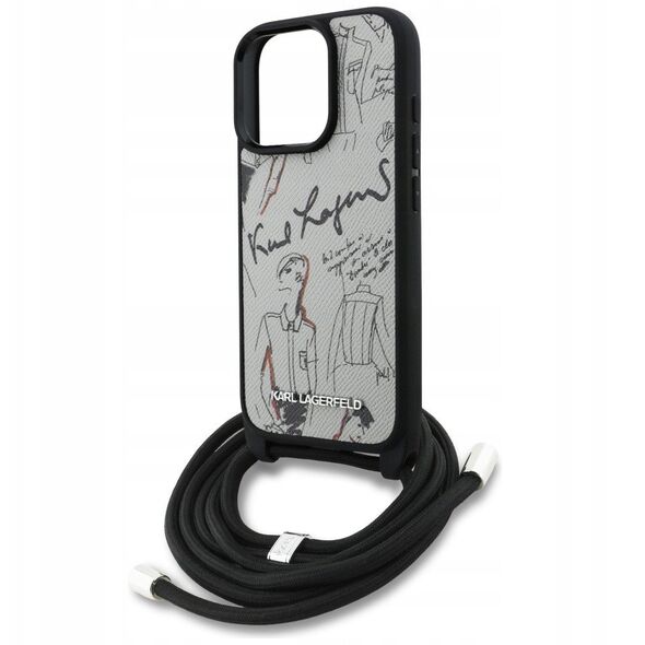 Etui Karl Lagerfeld Crossbody Grained Pattern & Logo do iPhone 16 Pro szary