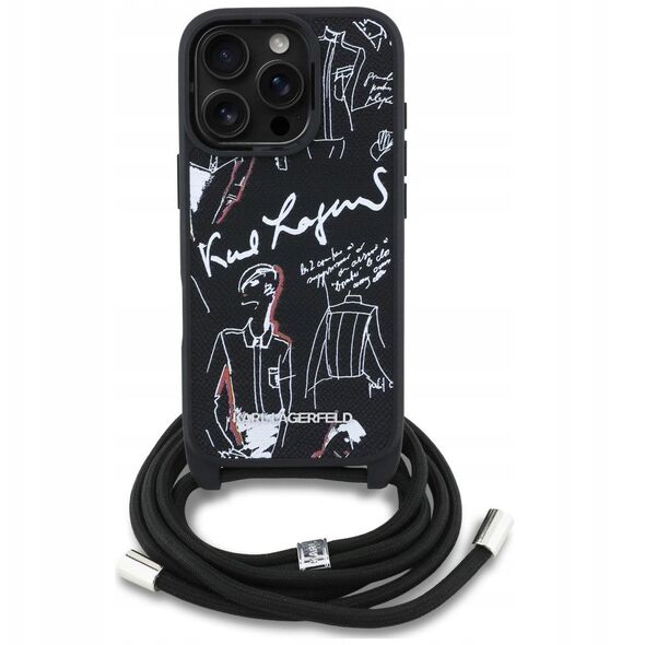 Etui Karl Lagerfeld Crossbody Grained Pattern & Logo do iPhone 16 Pro Max czarny