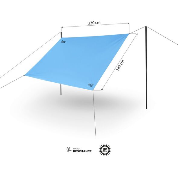 NC17111 TARP PŁACHTA BIWAKOWA KEMPINGOWA 230X140 CM NIEBIESKI NILS CAMP