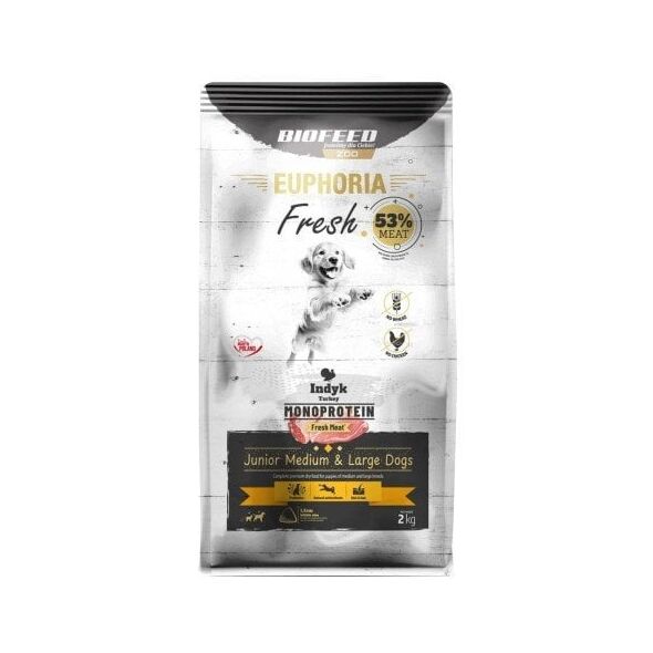 BIOFEED Euphoria Fresh Meat Junior Medium & Large Indyk Monoprotein 2kg