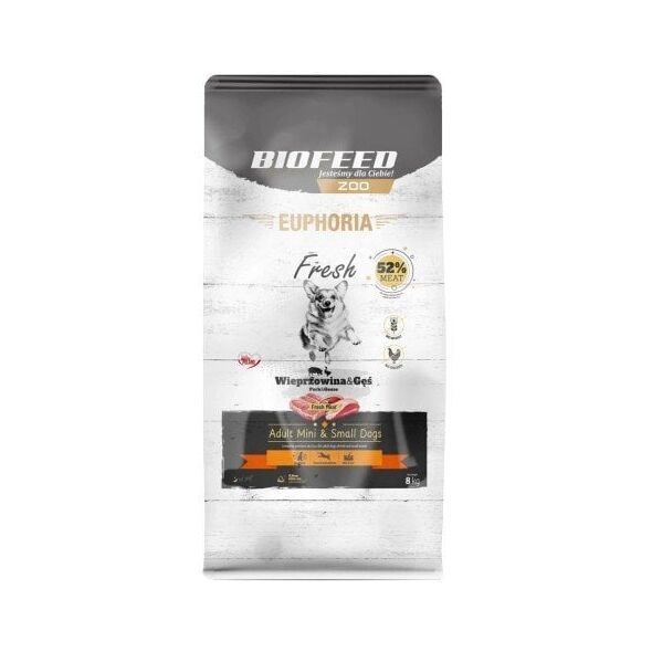 BIOFEED Euphoria Fresh Meat Adult Mini & Small Wieprzowina i Gęś 8kg