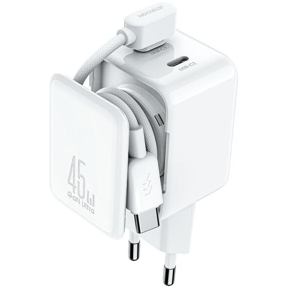 Ładowarka sieciowa Joyroom JR-TCL05 45W GaN z organizerem na kabel - biała