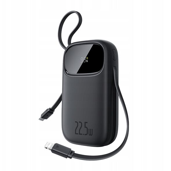 Powerbank Baseus EnerFill FC31 20000mAh 22.5W z wyświetlaczem cyfrowym i 2 wbudowanymi kablami (USB-C + Lightning) - czarny
