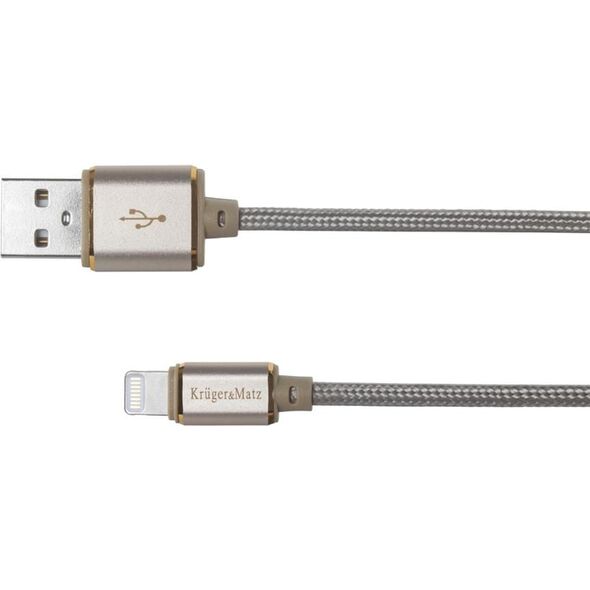 Kabel USB Kruger&Matz USB-A - Lightning 1 m Szary (KM0349)