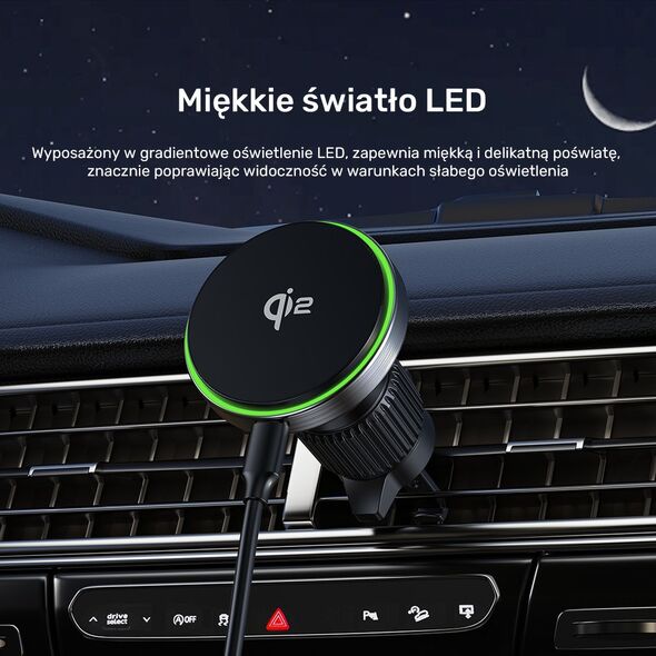 Uchwyt samochodowy Unitek 38W, Qi2