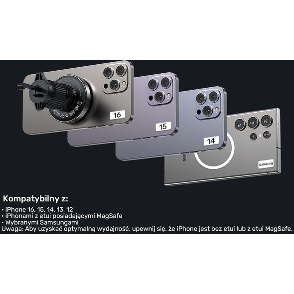 Uchwyt samochodowy Unitek 38W, Qi2
