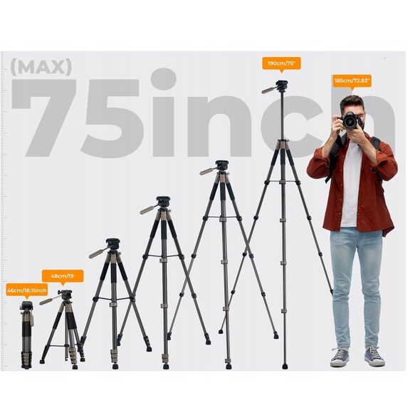 Statyw Fotograficzny Foto 190cm 4kg Uchwyt Na Telefon + Pilot / K&f Kf09.155
