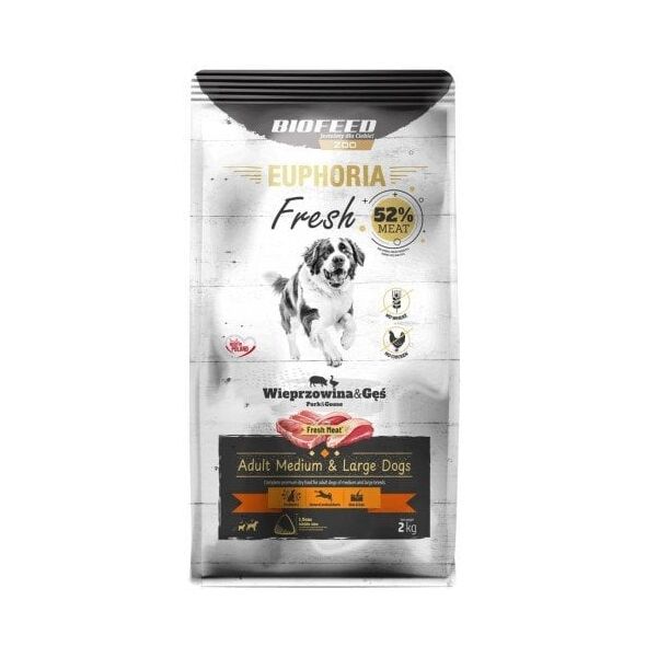BIOFEED Euphoria Fresh Meat Adult Medium & Large Wieprzowina i Gęś 2kg